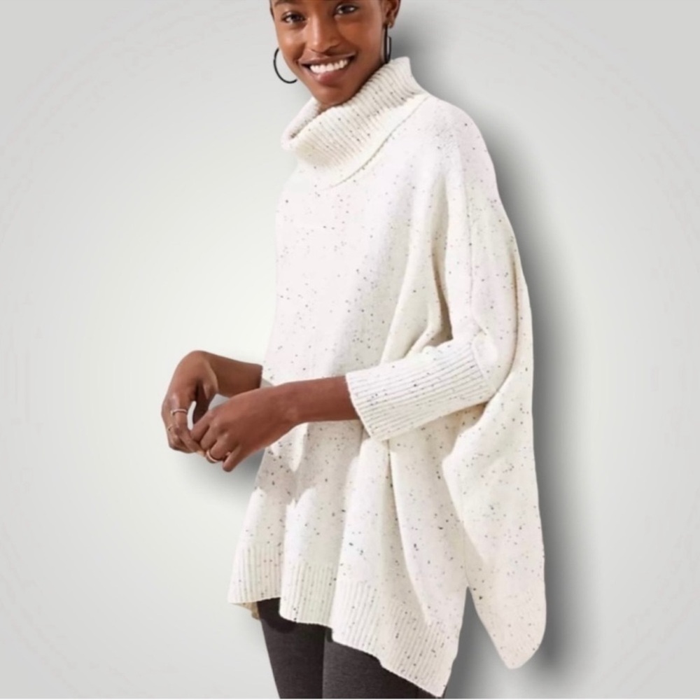 LOFT | Cozy White Speckled Turtleneck Sweater